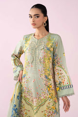 MARIA.B-3PC LAWN PRINTED EMB SHIRT WITH SILK PRINTED DUPATTA AND TROUSER-ADR-037