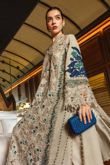MARIA.B-3PC KHADDAR LASERWORK EMBROIDERED SHIRT WITH COURTRAI PRINTED SHAWL AND TROUSER-ADR-5192
