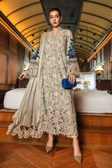 MARIA.B-3PC KHADDAR LASERWORK EMBROIDERED SHIRT WITH COURTRAI PRINTED SHAWL AND TROUSER-ADR-5192