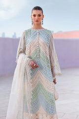 MARIA B-3PC LAWN MULTIPLE SHADES CHIKAN EMBROIDERED SHIRT WITH SELF JACQUARD EMBROIDERED DUPATTA AND EMB TROUSER-ADR-4836