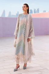 MARIA B-3PC LAWN MULTIPLE SHADES CHIKAN EMBROIDERED SHIRT WITH SELF JACQUARD EMBROIDERED DUPATTA AND EMB TROUSER-ADR-4836