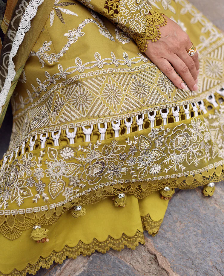 REPUBLIC WOMENSWEAR-3PC DHANAK EMBROIDERED SHIRT WITH COURTRAI PRINTED SHAWL & DHANAK TOUSER-ADR-4240