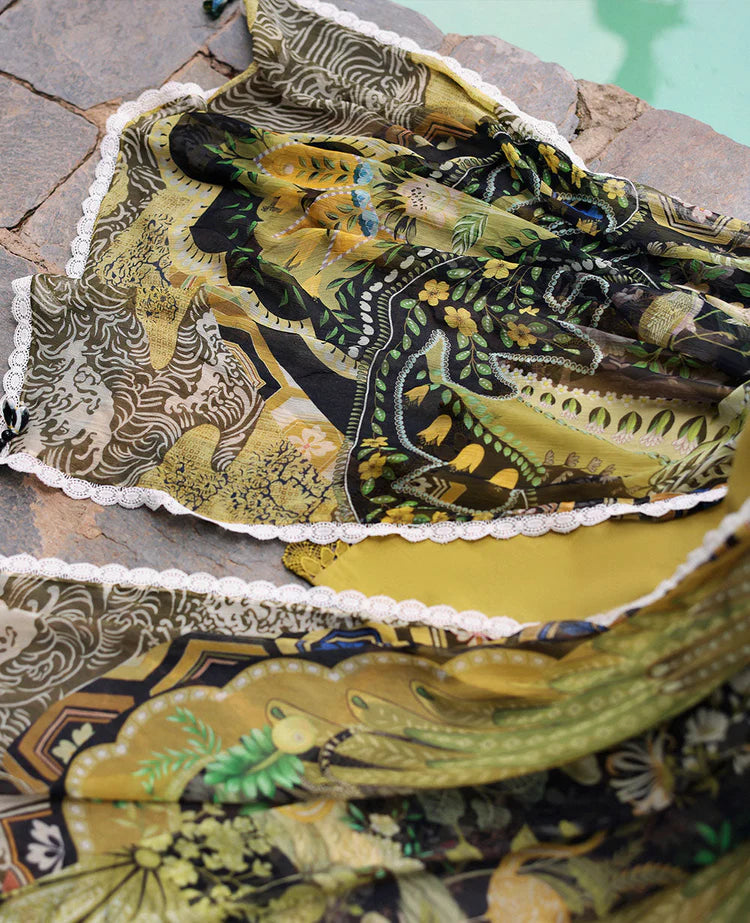 REPUBLIC WOMENSWEAR-3PC DHANAK EMBROIDERED SHIRT WITH COURTRAI PRINTED SHAWL & DHANAK TOUSER-ADR-4240