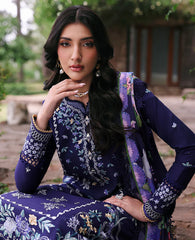 REPUBLIC WOMENSWEAR-3PC DHANAK EMBROIDERED SHIRT WITH COURTRAI PRINTED SHAWL & EMB TOUSER-ADR-4253