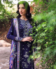 REPUBLIC WOMENSWEAR-3PC DHANAK EMBROIDERED SHIRT WITH COURTRAI PRINTED SHAWL & EMB TOUSER-ADR-4253