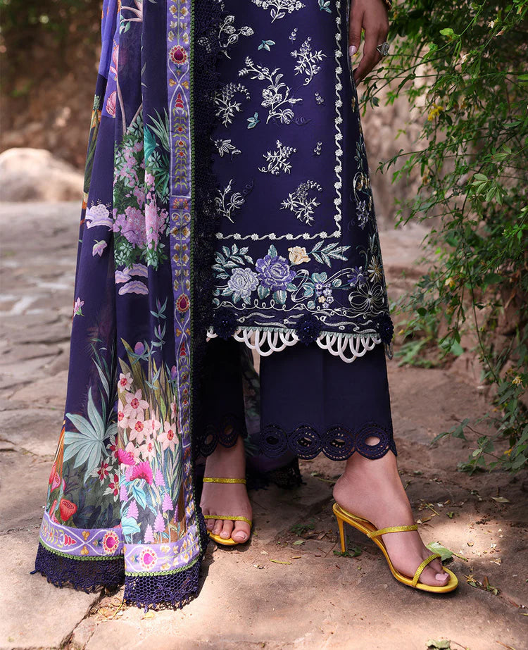 REPUBLIC WOMENSWEAR-3PC DHANAK EMBROIDERED SHIRT WITH COURTRAI PRINTED SHAWL & EMB TOUSER-ADR-4253