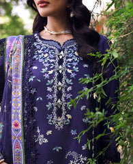 REPUBLIC WOMENSWEAR-3PC DHANAK EMBROIDERED SHIRT WITH COURTRAI PRINTED SHAWL & EMB TOUSER-ADR-4253