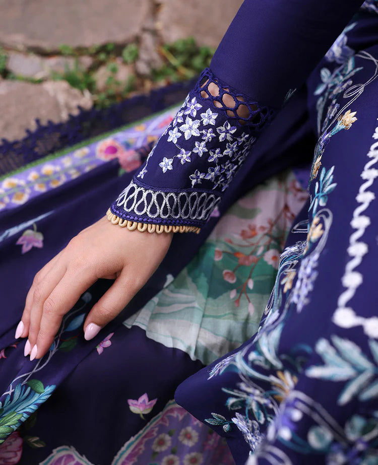 REPUBLIC WOMENSWEAR-3PC DHANAK EMBROIDERED SHIRT WITH COURTRAI PRINTED SHAWL & EMB TOUSER-ADR-4253