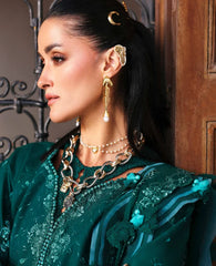 REPUBLIC WOMENSWEAR-3PC DHANAK EMBROIDERED SHIRT WITH DHANAK EMBROIDERED SHAWL AND TROUSER-ADR-5234