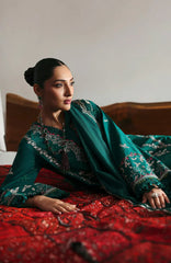 REPUBLIC WOMENWEAR 3PC DHANAK EMBROIDERED SHIRT WITH DHANAK EMB SHAWL AND DHANAK TROUSER-ADR-4251