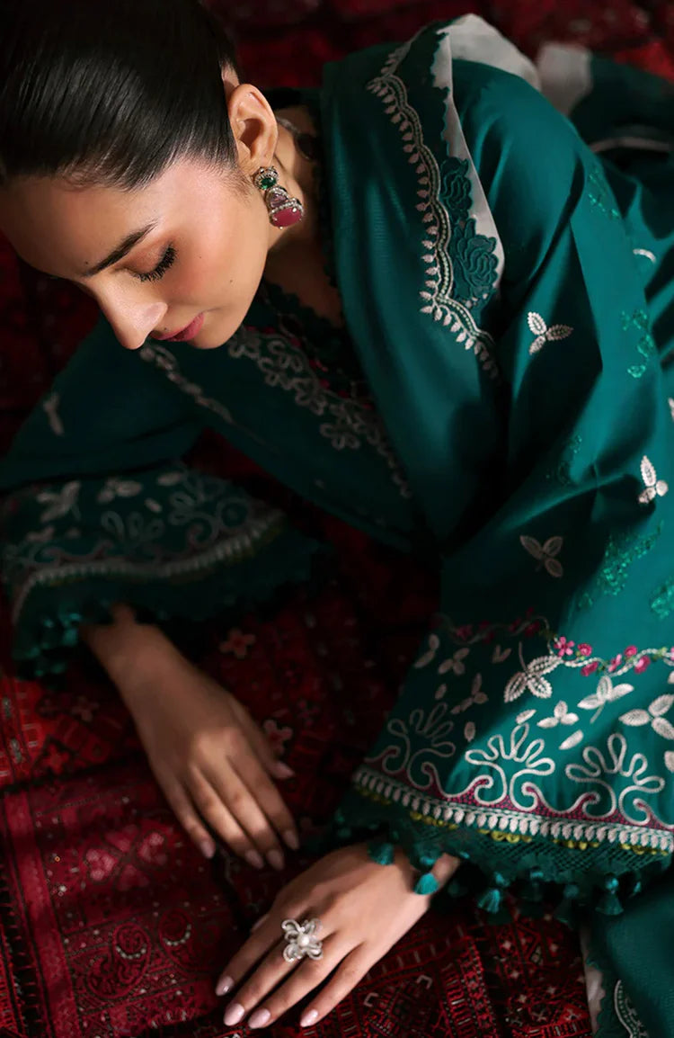 REPUBLIC WOMENWEAR 3PC DHANAK EMBROIDERED SHIRT WITH DHANAK EMB SHAWL AND DHANAK TROUSER-ADR-4251