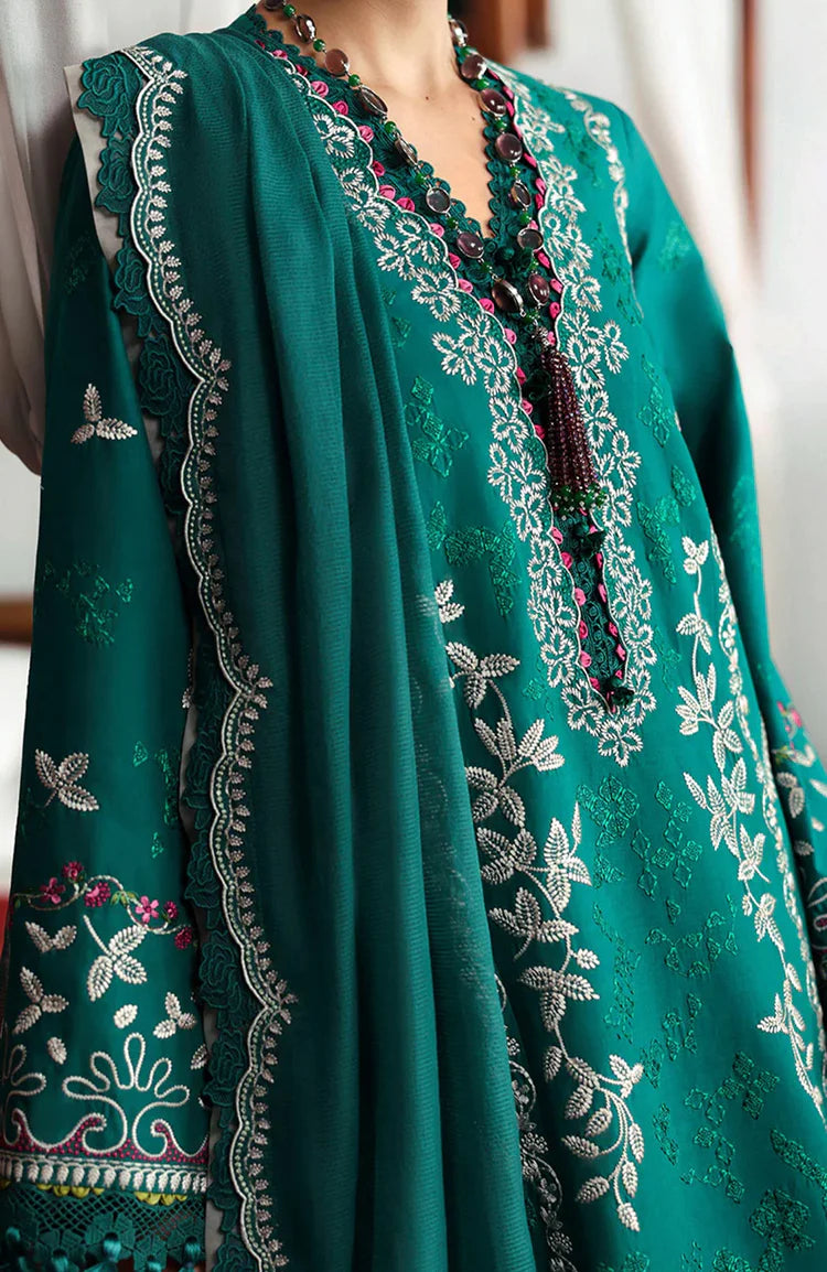 REPUBLIC WOMENWEAR 3PC DHANAK EMBROIDERED SHIRT WITH DHANAK EMB SHAWL AND DHANAK TROUSER-ADR-4251