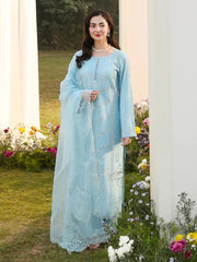 ASIM JOFA- 3PC LAWN EMBROIDERED SHIRT WITH ORGANZA EMBROIDERED DUPATTA AND TROUSER-ADR-4807