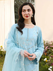 ASIM JOFA- 3PC LAWN EMBROIDERED SHIRT WITH ORGANZA EMBROIDERED DUPATTA AND TROUSER-ADR-4807