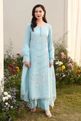 ASIM JOFA- 3PC LAWN EMBROIDERED SHIRT WITH ORGANZA EMBROIDERED DUPATTA AND TROUSER-ADR-4807