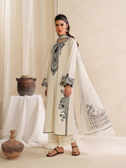 GARNET-3PC KHADDAR EMBROIDERED SHIRT WITH COURTRAI PRINTED SHAWL AND TROUSER-ADR-4307
