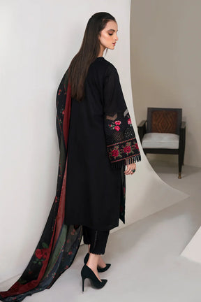 JAZMIN- 3PC DHANAK EMBROIDERED SHIRT WITH WOOL PRINT SHAWL AND TROUSER-ADR-3278