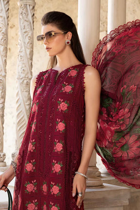 MARIA B- LAWN 3PC EMBROIDERED SHIRT WITH DIAMOND PRINT DUPATTA WITH TROUSER -BIC- 3423