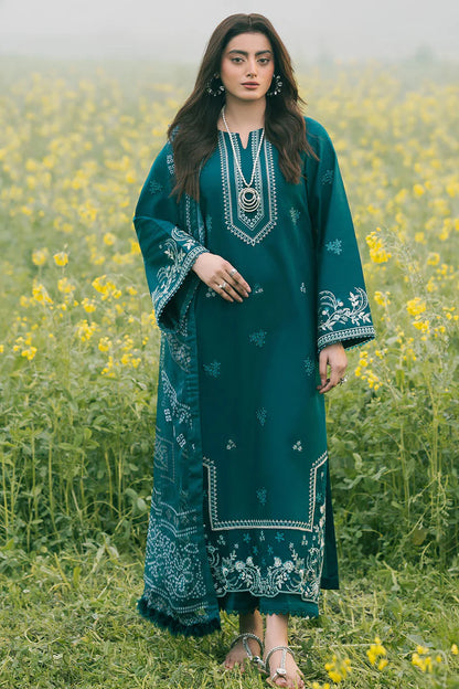 IZEL-3PC LAWN EMBROIDERED SHIRT WITH MONARK PRINT DUPATTA AND TROUSER-ADR-3687
