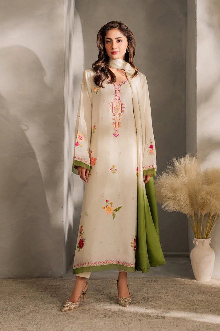 MIRANA-3PC DHANAK EMBROIDERED SHIRT WITH BAMBER CHIFFON DUPATTA AND TROUSER-ADR-4289