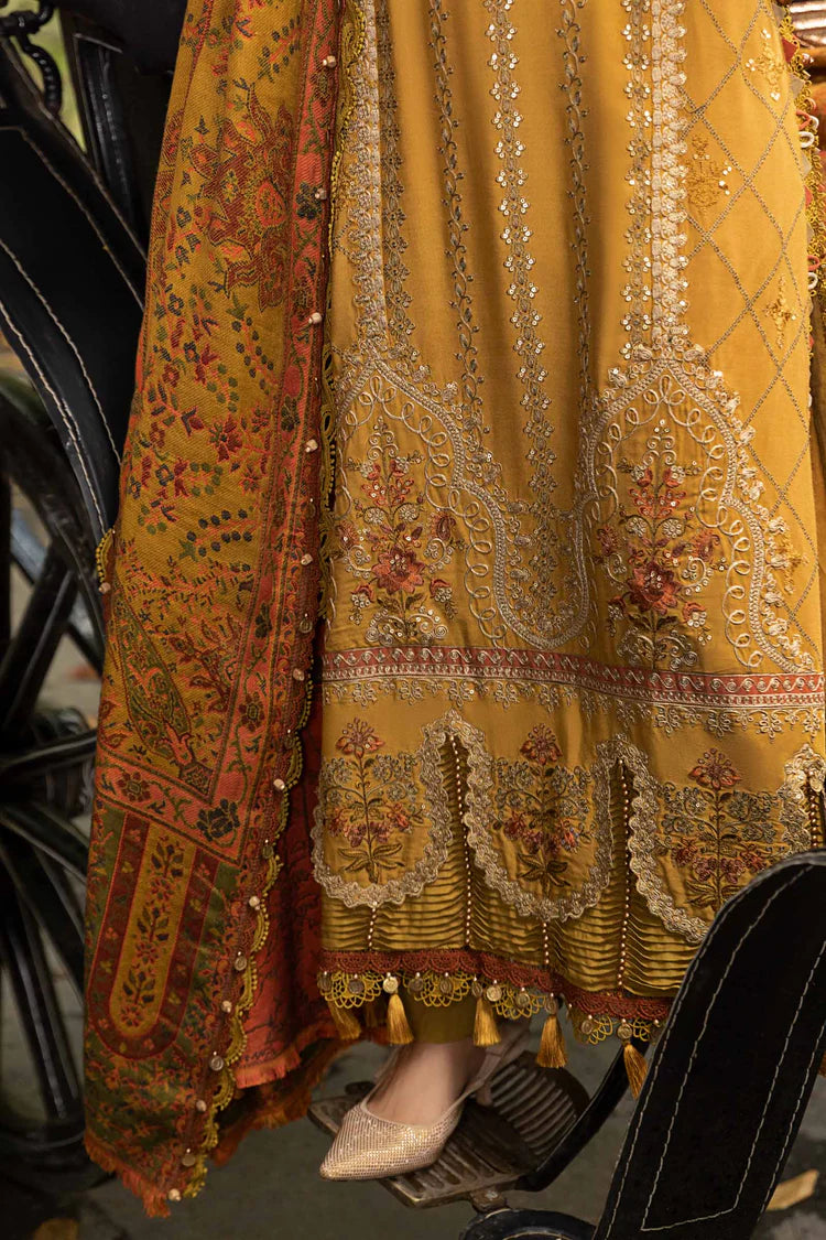 MARIA.B-3PC KARANDI EMBROIDERED SHIRT WITH COURTRAI PRINTED SHAWL AND TROUSER-ADR-4286