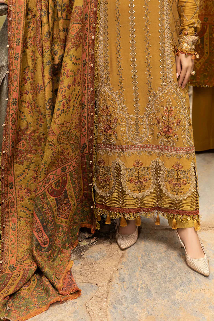 MARIA.B-3PC KARANDI EMBROIDERED SHIRT WITH COURTRAI PRINTED SHAWL AND TROUSER-ADR-4286