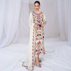 SAPPHIRE-3PC DHANAK EMBROIDERED SHIRT WITH BAMBER CHIFFON EMBROIDERED DUPATTA & TROUSER-ADR-4299