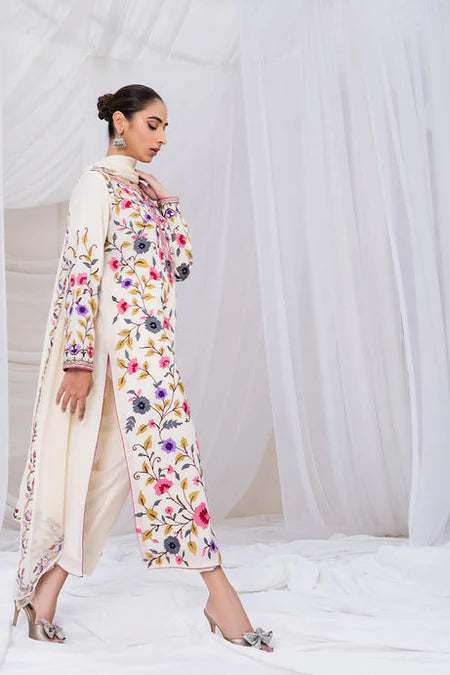 SAPPHIRE-3PC DHANAK EMBROIDERED SHIRT WITH BAMBER CHIFFON EMBROIDERED DUPATTA & TROUSER-ADR-4299