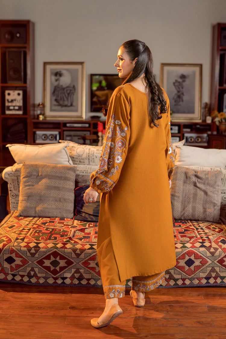 URGE-2PC DHANAK EMBROIDERED SHIRT AND EMBROIDRED SLEEVES-ADR-134
