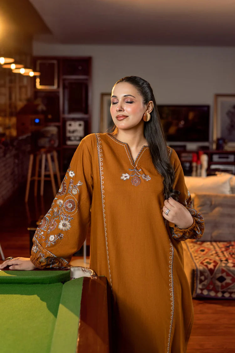URGE-2PC DHANAK EMBROIDERED SHIRT AND EMBROIDRED SLEEVES-ADR-134