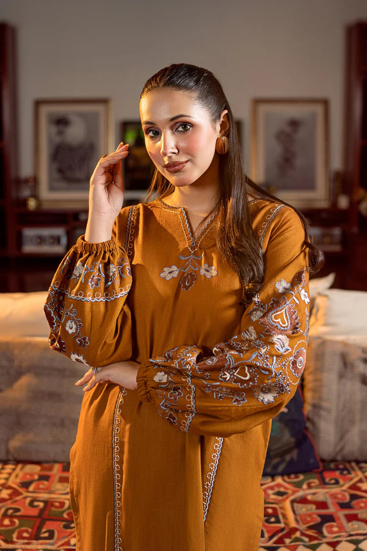 URGE-2PC DHANAK EMBROIDERED SHIRT AND EMBROIDRED SLEEVES-ADR-134