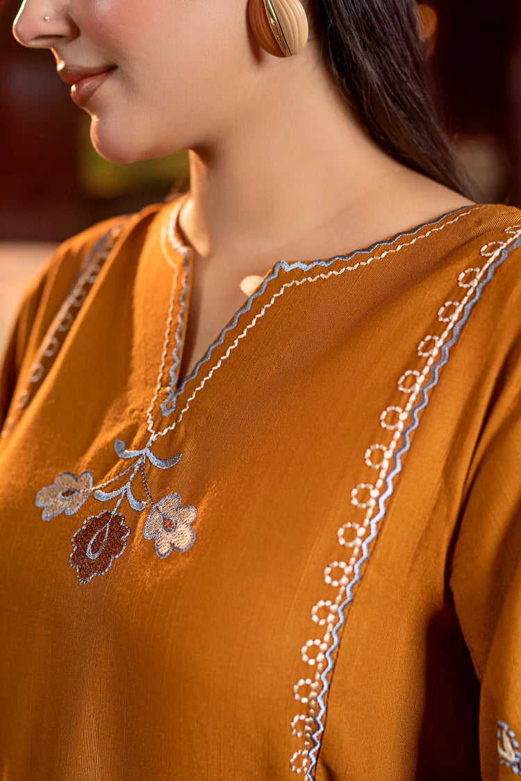 URGE-2PC DHANAK EMBROIDERED SHIRT AND EMBROIDRED SLEEVES-ADR-134