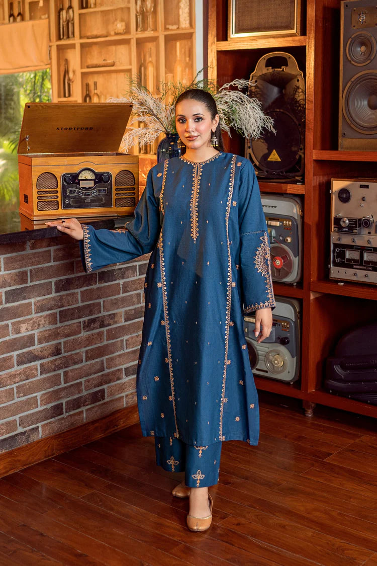URGE-2PC DHANAK EMBROIDERED SHIRT AND EMBROIDRED SLEEVES-ADR-133
