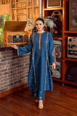URGE-2PC DHANAK EMBROIDERED SHIRT AND EMBROIDRED SLEEVES-ADR-133