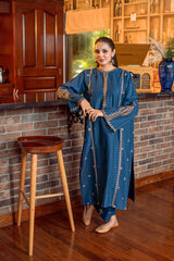 URGE-2PIECE DHANAK EMBROIDERED SHIRT WITH DHANAK EMB SLEEVES-ADR-15030