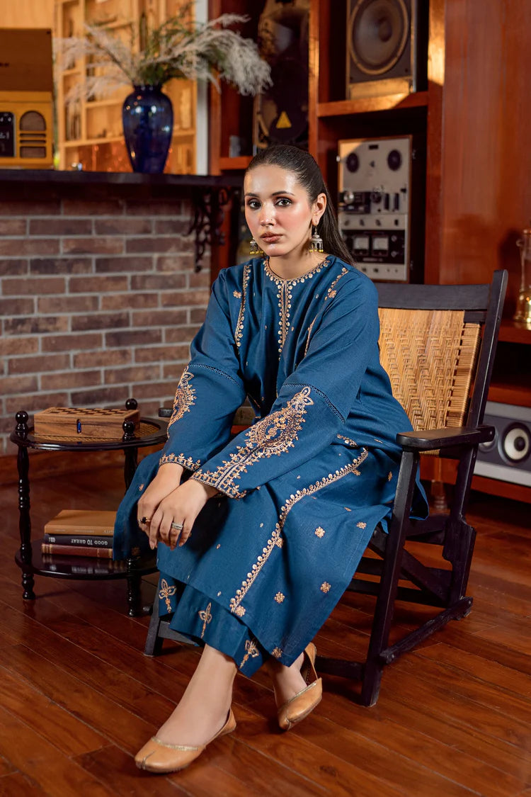 URGE-2PC DHANAK EMBROIDERED SHIRT AND EMBROIDRED SLEEVES-ADR-133