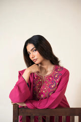 ASLING-3PC DHANAK EMBROIDERED SHIRT WITH DHANAK EMBROIDERED SHAWL AND TROUSER-ADR-4420