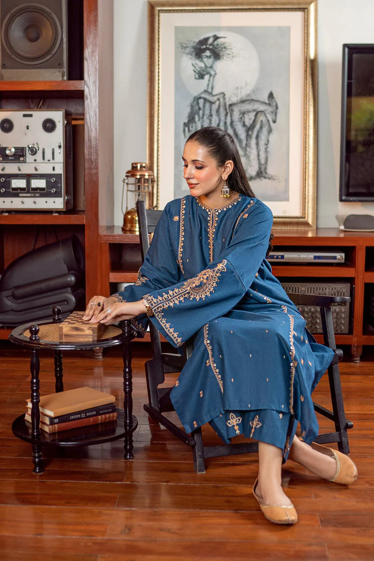 URGE-2PC DHANAK EMBROIDERED SHIRT AND EMBROIDRED SLEEVES-ADR-133