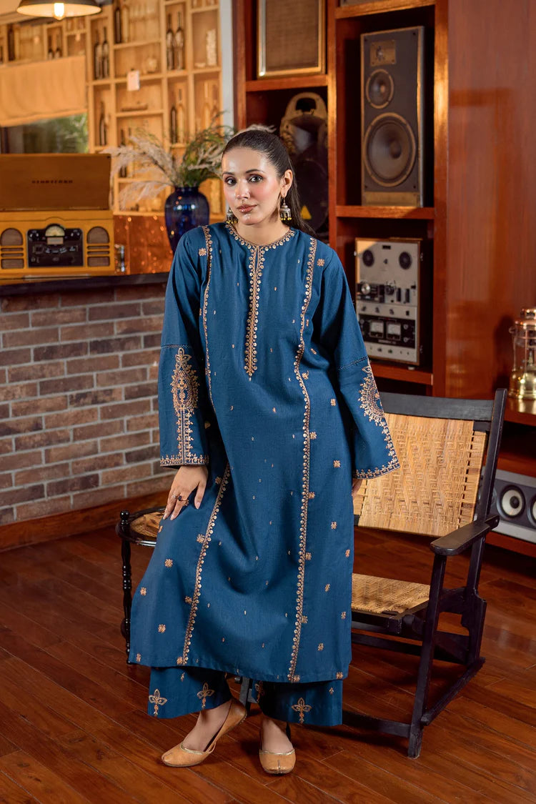 URGE-2PC DHANAK EMBROIDERED SHIRT AND EMBROIDRED SLEEVES-ADR-133