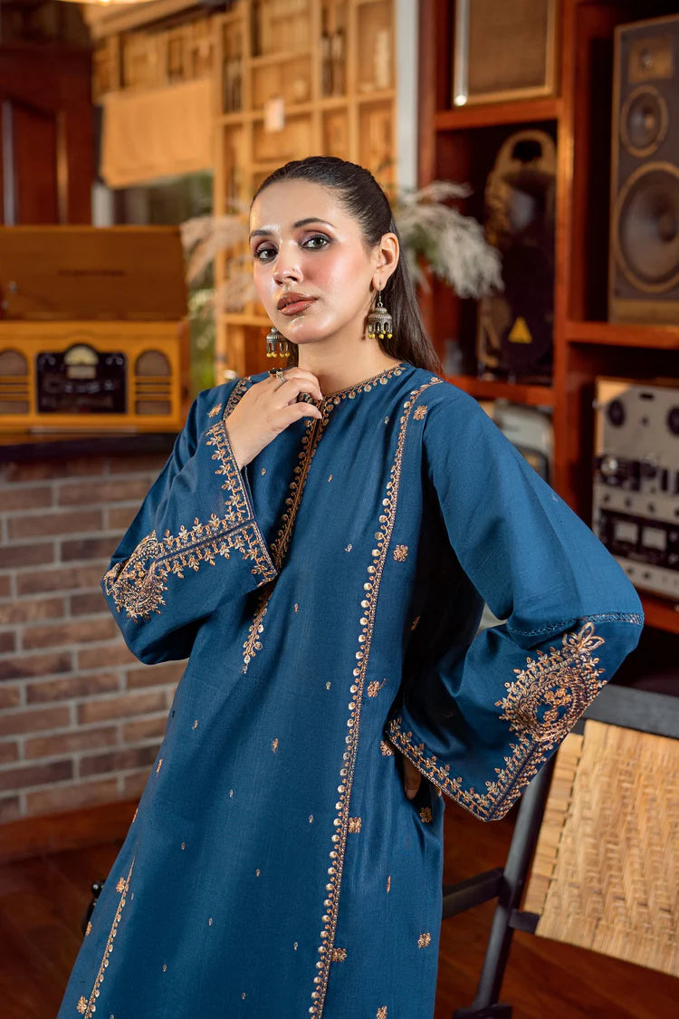 URGE-2PC DHANAK EMBROIDERED SHIRT AND EMBROIDRED SLEEVES-ADR-133