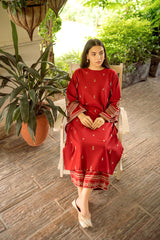 URGE-2PC DHANAK EMBROIDERED SHIRT AND EMBROIDRED TROUSER-ADR-131