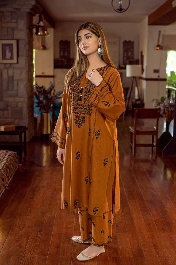 URGE-2PC DHANAK EMBROIDERED SHIRT AND EMBROIDRED TROUSER-ADR-135