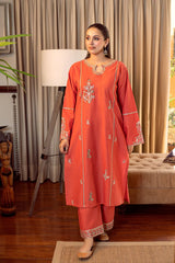 URGE-2PC DHANAK EMBROIDERED SHIRT AND EMBROIDRED SLEEVES-ADR-130