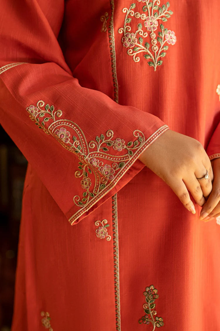 URGE-2PC DHANAK EMBROIDERED SHIRT AND EMBROIDRED SLEEVES-ADR-130