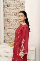 URGE - 3PC DHANAK EMBROIDERED SHIRT WITH COUTURE PRINTED SHAWL AND EMB TROUSER-ADR-4059