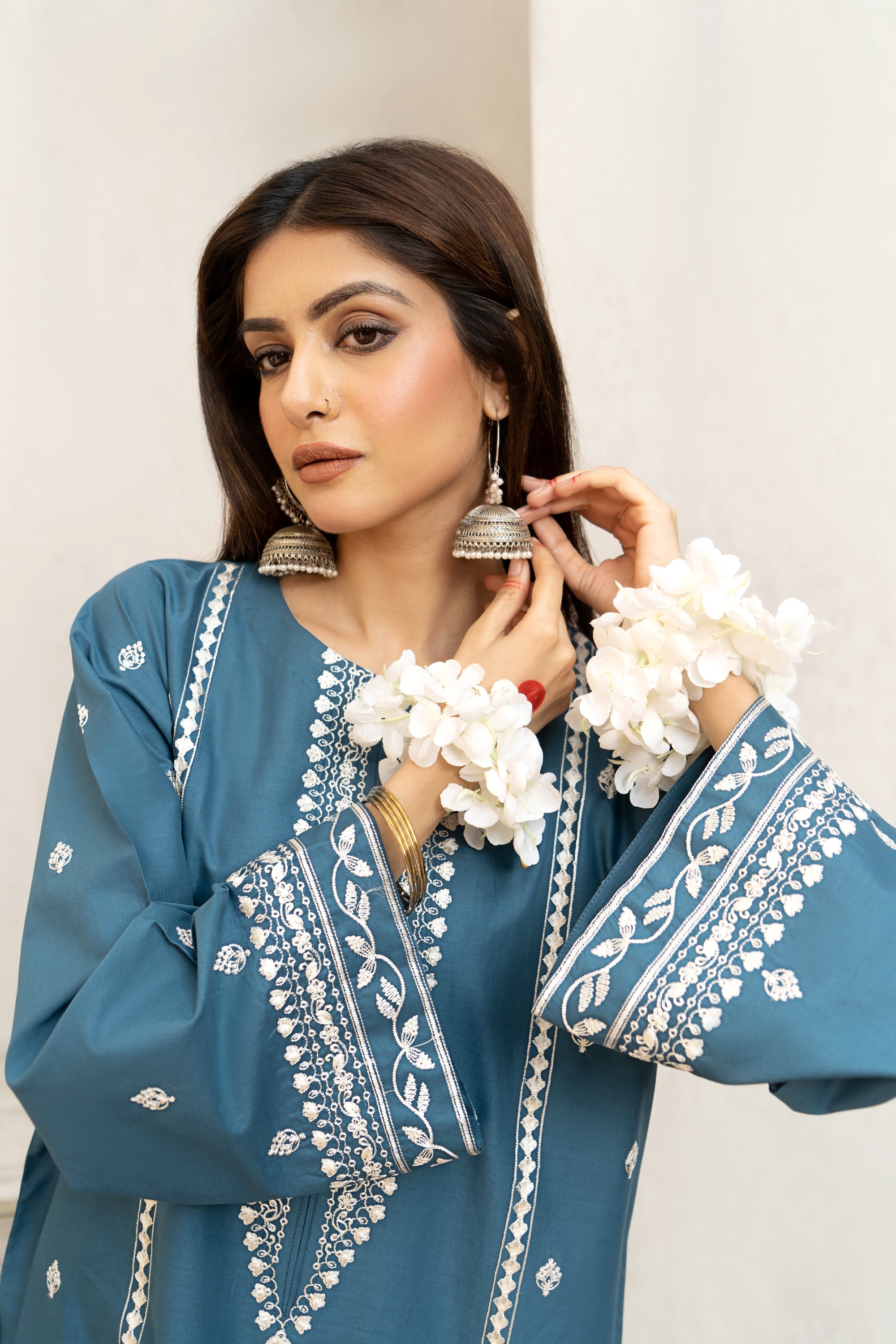 URGE- 3PC LAWN EMBROIDERED SHIRT WITH DIAMOND PRINTED DUPATTA AND EMB TROUSER-ADR-2785-B