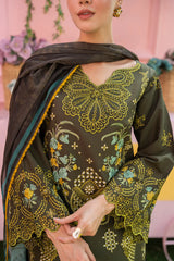 MIRAKHI - 3PC LAWN EMBROIDERED SHIRT WITH CHIFFON PRINTED DUPATTA AND TROUSER -ADR-M12
