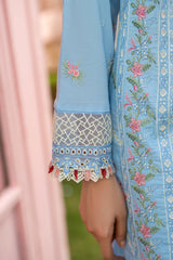 MIRAKHI-3PC LAWN EMBROIDERED SHIRT WITH CHIFFON PRINTED DUPATTA AND TROUSER-ADR-M11