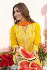 MIRAKHI - 3PC LAWN EMBROIDERED SHIRT WITH CHIFFON PRINTED DUPATTA AND TROUSER -ADR-M14