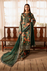 ZAINAB CHOTANI-3PC SHAMOZE SILK PRINTED EMBROIDERED SHIRT WITH SOFT SILK PRINTED EMB DUPATTA & EMB TROUSER-ADR